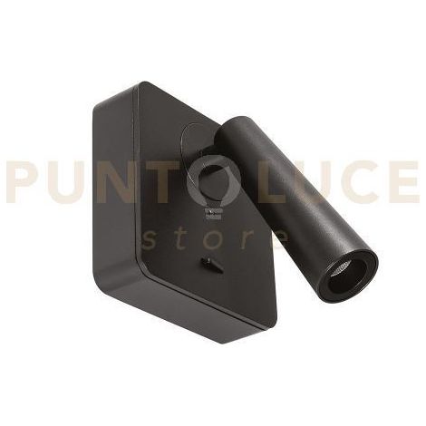 GAP591 APPLIQUE A PARETE IN ALLUMINIO CON SPOT ORIENTABILE 1 LUCE ATTACCO QUADRATO LED 3000K 155LM 3W BIANCO SATINATO