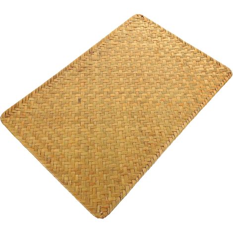 Set de Table Rectangulaire Tissé la Main Antidérapant et Étanche en Bambou Style Rustique Simple, pour Restaurant et Repas en Famille (1/5)