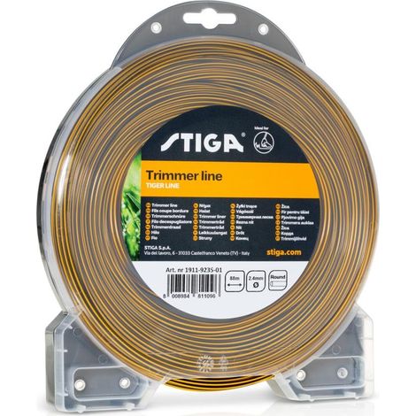 Stiga Cuerda para recortadora Tigre, 87 m de longitud, 2,4 mm de diámetro, redonda de material estratificado, hilo de nailon