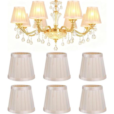 6 Pieces Fabric Lampshades, 12 x 11 x 8.5 cm Suitable for E14 Bulbs, Nordic Style Chandelier Lighting Lampshade for Home Decoration for Table Lamp, Bedside Lamp, Floor Lamp (1/5)