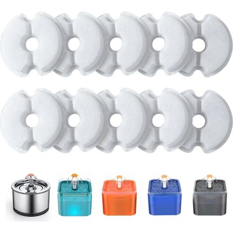 Filtre de Fontaine à Eau 10 Pièces, Filtres de Rechange pour Fontaine de Chat 2L & 2.5L avec Charbon Actif & Résine conTriple Filtration (1/5)