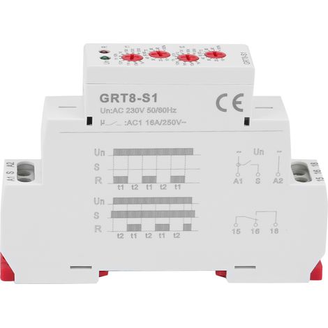 Minuteur de cycle asymétrique miniature GRT8-S1, relais de temporisation à répétition marche/arrêt, 230 V CA (1/5)