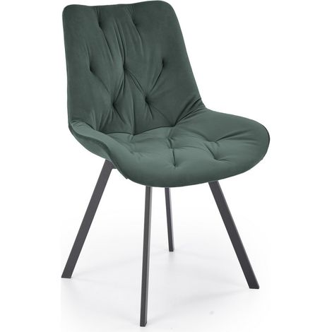 Chaise rotative en velours vert capitonné Brino (1/4)
