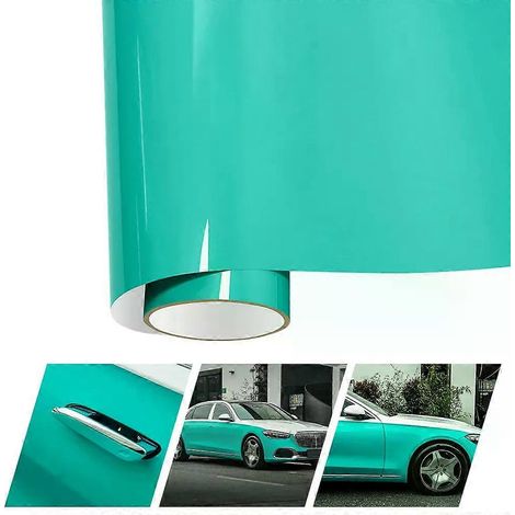 Film adhésif vinyle brillant turquoise cristal pour covering de voiture, moto et autres véhicules. (1/5)