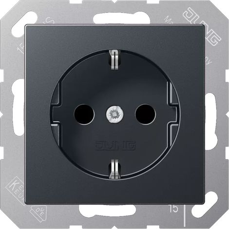 Jung SCHUKO®-Steckdose, 16 A 250 V , Schraubklemmen, Thermoplast lackiert, Serie A, anthrazit matt A 1521 BF ANM