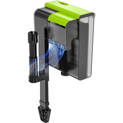 Filtre externe pour aquarium avec UVC 4 en 1, débit réglable, filtre suspendu 450 L/h, filtre cascade pour aquariums de 10 à 100 L
