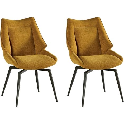 Lot de 2 chaises confort en tissu moutarde Casita NIKO (1/2)