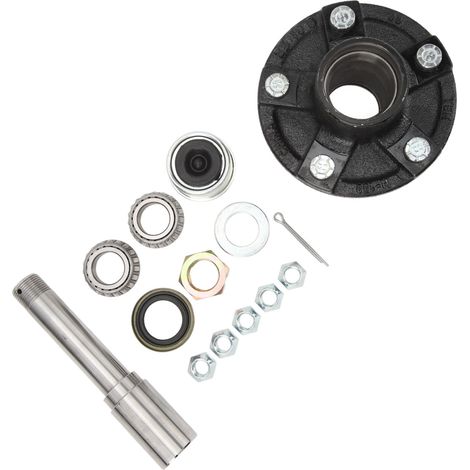 Essieu de remorque 2 000 lb avec moyeu libre à 5 boulons de 4,5 po et kit de moyeu de roue BT8 rond de 1 po pour remorque cargo/bateau (1/5)