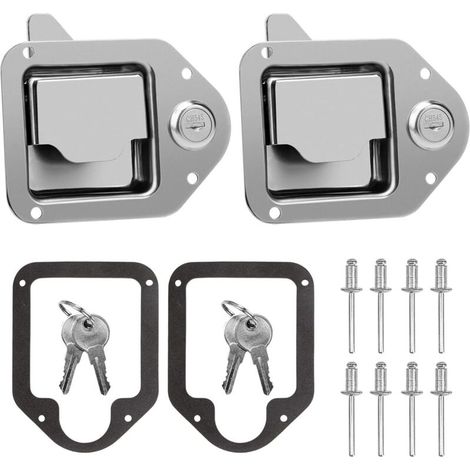 Ersatzverschluss für LKW-Werkzeugkasten, Ersatzgriff aus Edelstahl mit Schlüssel für LKW, Wohnmobil, Anhänger, UTV, ATV (2er-Set)