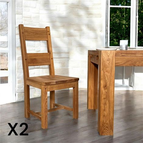 Pier Import – Lot de 2 chaises en chêne massif – Structure en chêne huilé – Hauteur d'assise 45.5 cm – Dimensions 49x53x105 cm (1/5)