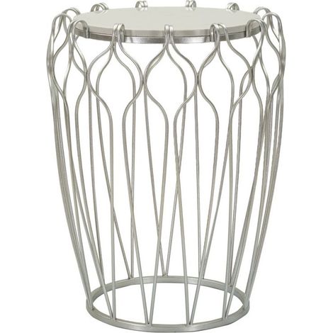 Table d'Appoint en Marbre "Hook" 61cm Argent (1/5)