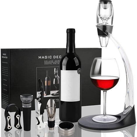 Aérateur à Vin avec Support Bras Coffret, Décanteur à Vin Coupe-capsule de Vin, Bouchon à Vin, idee cadeau pour Amateurs de Vin (1/5)