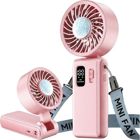 Ventilatore Portatile 3-in-1 – Batteria 6000mAh, 100 Velocità, Display LED – Design Pieghevole 180° e Silenzioso – Ideale per Ufficio, Viaggio e Campeggio (1/5)