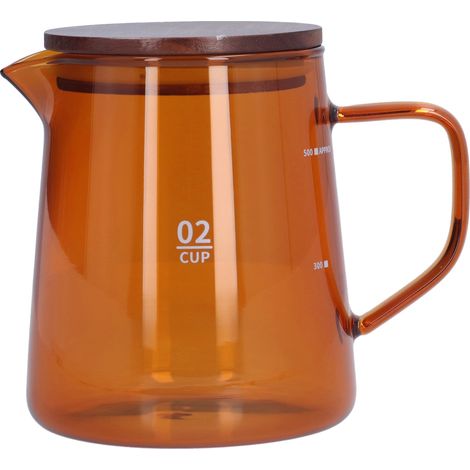 Cafetière/bouilloire de 500 ml résistante à la chaleur avec couvercle en bois, marron, idéale pour la maison et le bureau. (1/5)