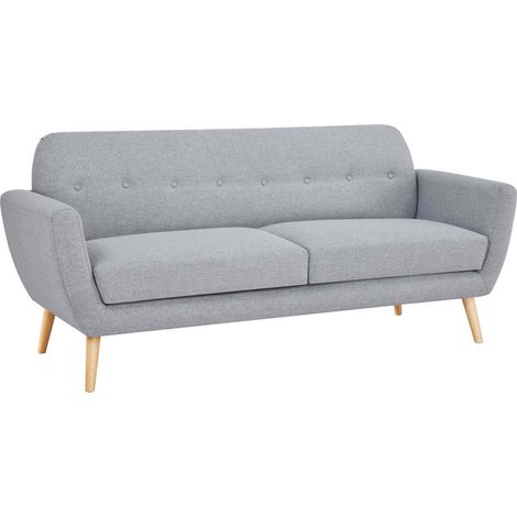 Divano da salotto 3 posti in tessuto con forma a conchiglia Grigio Chiaro Loren (1/5)