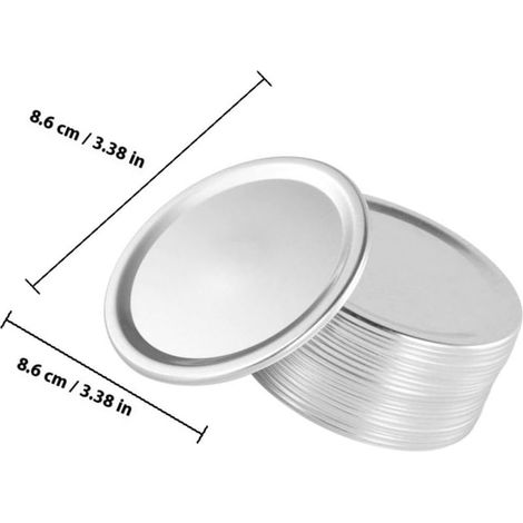 Confezione da 30 coperchi in metallo a bocca larga (86 mm) per barattoli di conserve, ermetici (1/5)