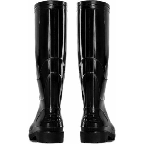 Bottes de pluie noires pour hommes, chaussures de travail, chaussures imperméables, bottes en caoutchouc montantes, bottes aquatiques, pointure 42. (1/4)