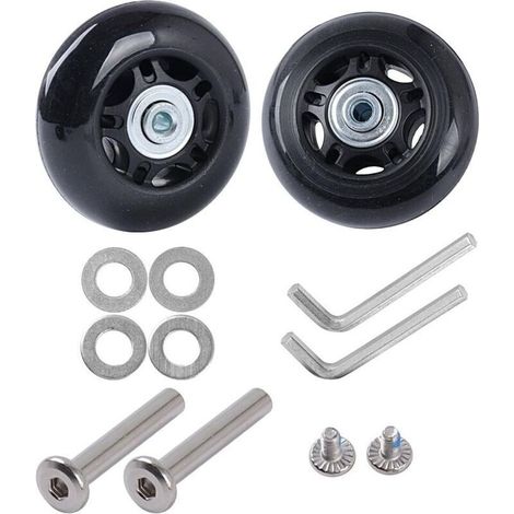 Set di 2 ruote di ricambio per valigia, kit di riparazione con assi in gomma silenziosi, ruote di scorta per accessori da viaggio e valigia (50 mm x 18 mm) (1/4)