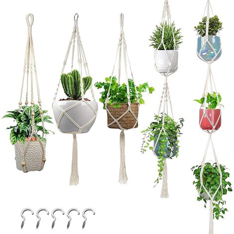 Pflanzenaufhänger 5 Stück Boho Stil Makramee Aufhängung Für
