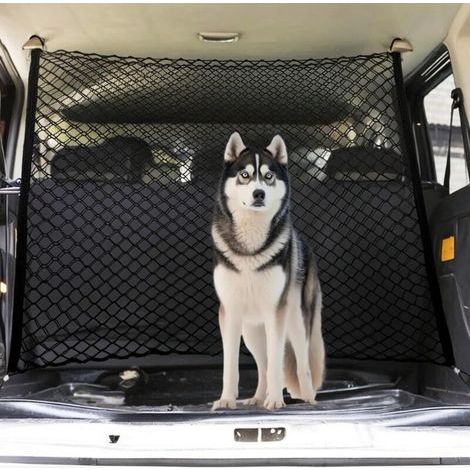 Dog car barrier for SUVs, vehicles, trucks, cars, adjustable pet divider, foldable design for easy storage, metal mesh barrier (1/4)