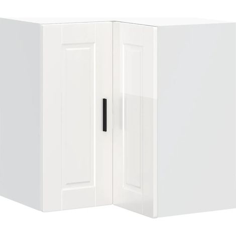 Mobile angolare da cucina dal design moderno 57 x 57 x 60 cm pratico contenitore in legno composito bianco lucido 020050404