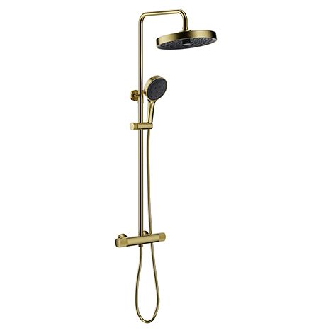 Edouard Rousseau – Colonne de douche thermostatique concave 250 mm – Tête anti-calcaire 3 jets – Mitigeur à corps froid avec sécurité 38 °C – Barre inox 115 cm (1/4)