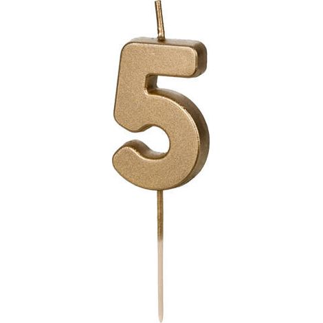 Vela de cumpleaños número 5, dorada, 5,5 cm (1/3)