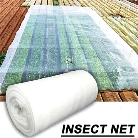 Filet de protection anti-insectes blanc à mailles de 60 (2,5 x 5 m, 60 mesh) pour jardin, idéal pour protéger plantes, légumes, fruits et fleurs des petits insectes nuisibles et des oiseaux.