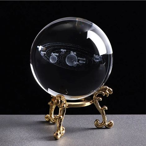 Boule de cristal, gravure laser, décoration de bureau