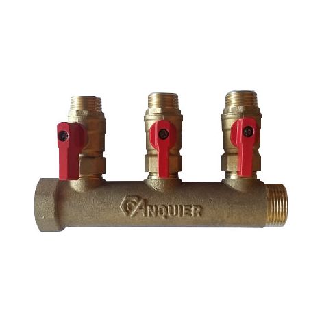 Collecteur entraxe 50mm Mâle Femelle 3/4-6 départs mini-vannes collées Mâle 1/2