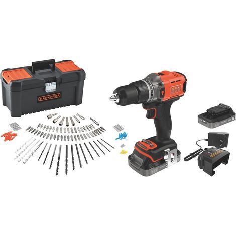 Black+Decker TRAPANO AVVITATORE A PERCUSSIONE BCD383D2TA-QW 18V 2 batterie 2 Ah +120 acc. +valig. - 1 pezzo (1/3)