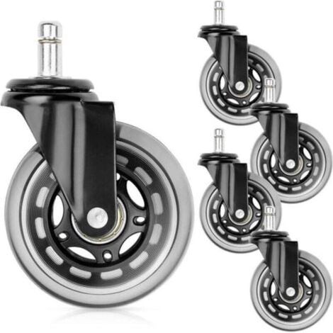 Lot de 5 roulettes pivotantes silencieuses pour chaise de bureau Ikea