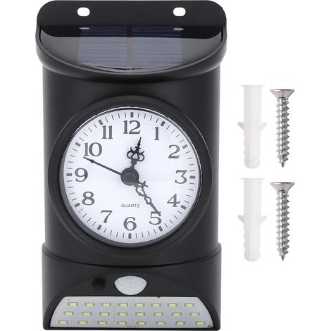 Applique murale solaire extérieure étanche à 28 LED, avec détecteur de présence et horloge intégrée. (1/5)