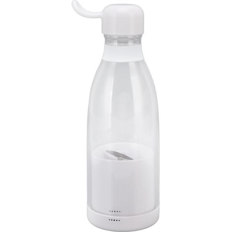 Mini mixeur électrique portable rechargeable par USB, blanc, avec protection intelligente et gobelet individuel de 300 ml en polypropylène de qualité alimentaire. (1/5)