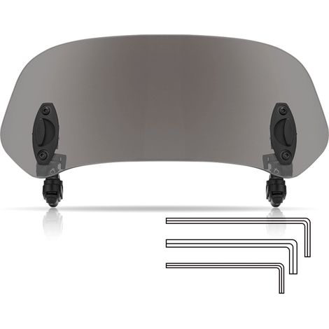 Déflecteur de vent pour moto, extension de pare-brise réglable à clipser, universelle pour moto, scooter et trail, gris fumé, 28,5 × 11 cm (1/5)