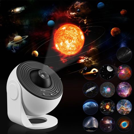 Projecteur Galaxie d'Étoiles 13 Disques Film HD - Planétarium Lune, Système Solaire, Nébuleuse - Lampe de Galaxie Minuterie 360° (1/5)