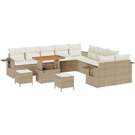 Maison Exclusive - Gartensofa-set mit Kissen mit Speicher 13 pcs