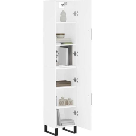Buffet de Salle à Manger Haut en Bois d'Ingénierie Blanc, 34,5 x 34 x 180 cm, Meuble de Rangement Vertical Moderne pour Cuisine et Salon (1/5)