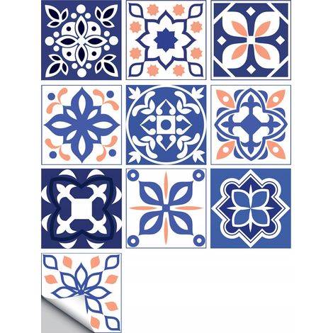 Juego de 10 paneles autoadhesivos de PVC con diseño de patchwork, papel pintado de 20x20cm zm-06-028 (1/5)