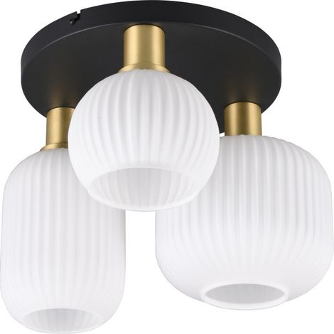 Plafonnier design, Plafonnier trois lampes 39 cm Diva Blanc en Verre, TRIO (1/5)
