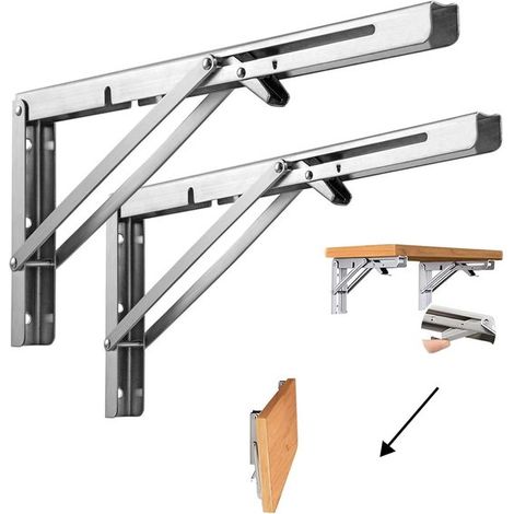 Soportes plegables de alta resistencia de 6 pulgadas para estantes，almacenamiento de baño y caravanas (capacidad de 25 kg)，2 unidades，25 kg，acero (1/5)