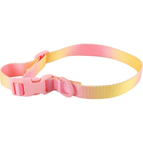Verstellbares, stylisches und farbenfrohes Hundehalsband aus weichem und strapazierfähigem Polyester, ideal für Spaziergänge im Freien. Rosa und Gelb. Größe M. Breite: 2 cm. Verstellbare Länge: 31 bis (1/5)