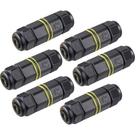 Connecteur De Câble Extérieur - Boîtier De Raccordement Étanche IP68 - Douille À 3 Broches - 6 Pièces (1/5)
