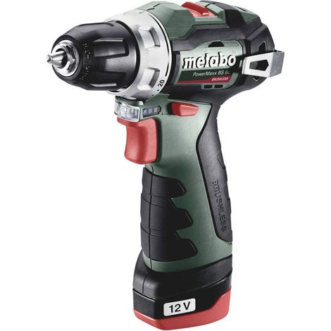 Metabo – Perceuse-visseuse sans fil 12V avec 2 batteries 2.0Ah – Moteur Brushless – Couple 38Nm pour perçage bois et métal – Coffret plastique - 2x2Ah