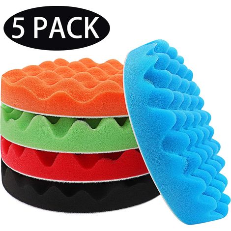 Tampons de polissage de 125 mm pour perceuse, éponges de polissage pour polisseuses automobiles, accessoire pour perceuse, kit de polissage de 5 pièces (1/5)