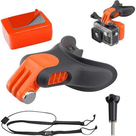 Ubdrud Mouth Mount Bite Mount Action Camera Mouthpiece Holder Surfing Bite Mouthpiece Holder for Surfing, Bodyboarding, Kayaking with Floating Module Mouthpiece (1/5)