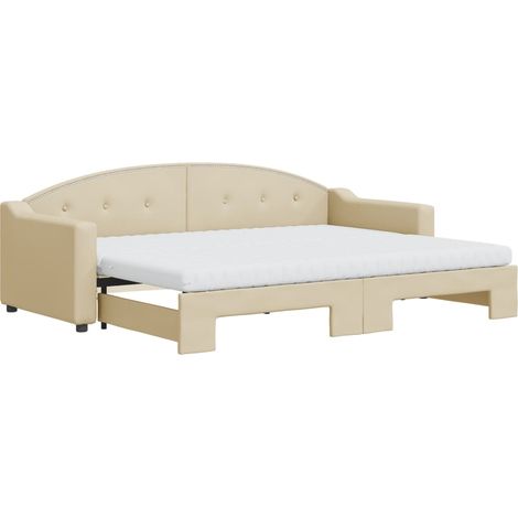 Maison Exclusive - Divano Letto Estraibile con Materassi Crema 80x200 cm Tessuto