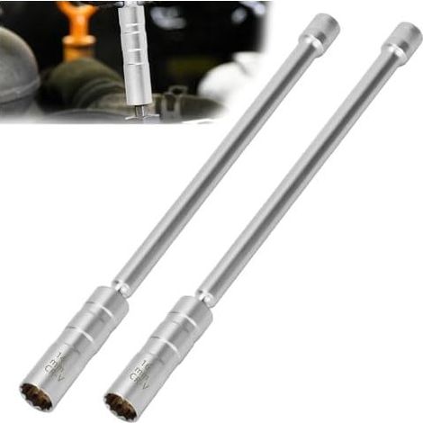 14-mm- und 16-mm-Zündkerzensteckschlüssel mit langen Griffen, 2-teilig, Zündkerzenschlüssel, 3/8"-Vierkantantrieb, silberne Zündkerzenschlüssel, Zündkerzenset zum Ausbau von Zündkerzen – Still (1/5)