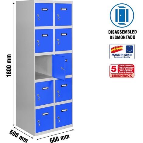 Simonrack Simonlocker Spind-Schrank grau und blau 10 Türen