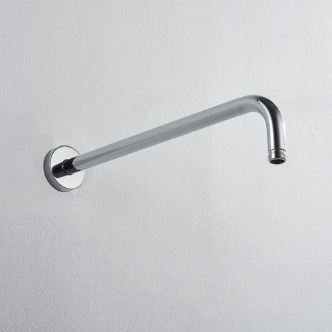 BRAVIX Bras de douche tube rond J en acier inoxydable 304 avec fonction anti-calcaire(40cm). (1/4)